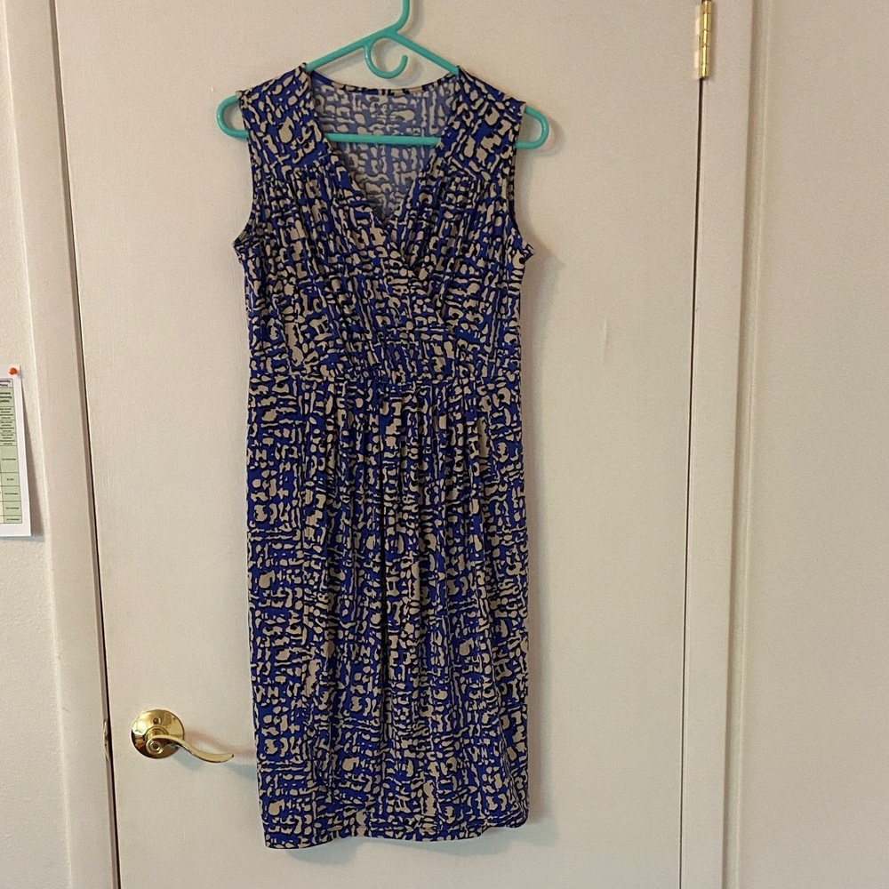 Charter Club Blue and Cream Patterned Midi Dress